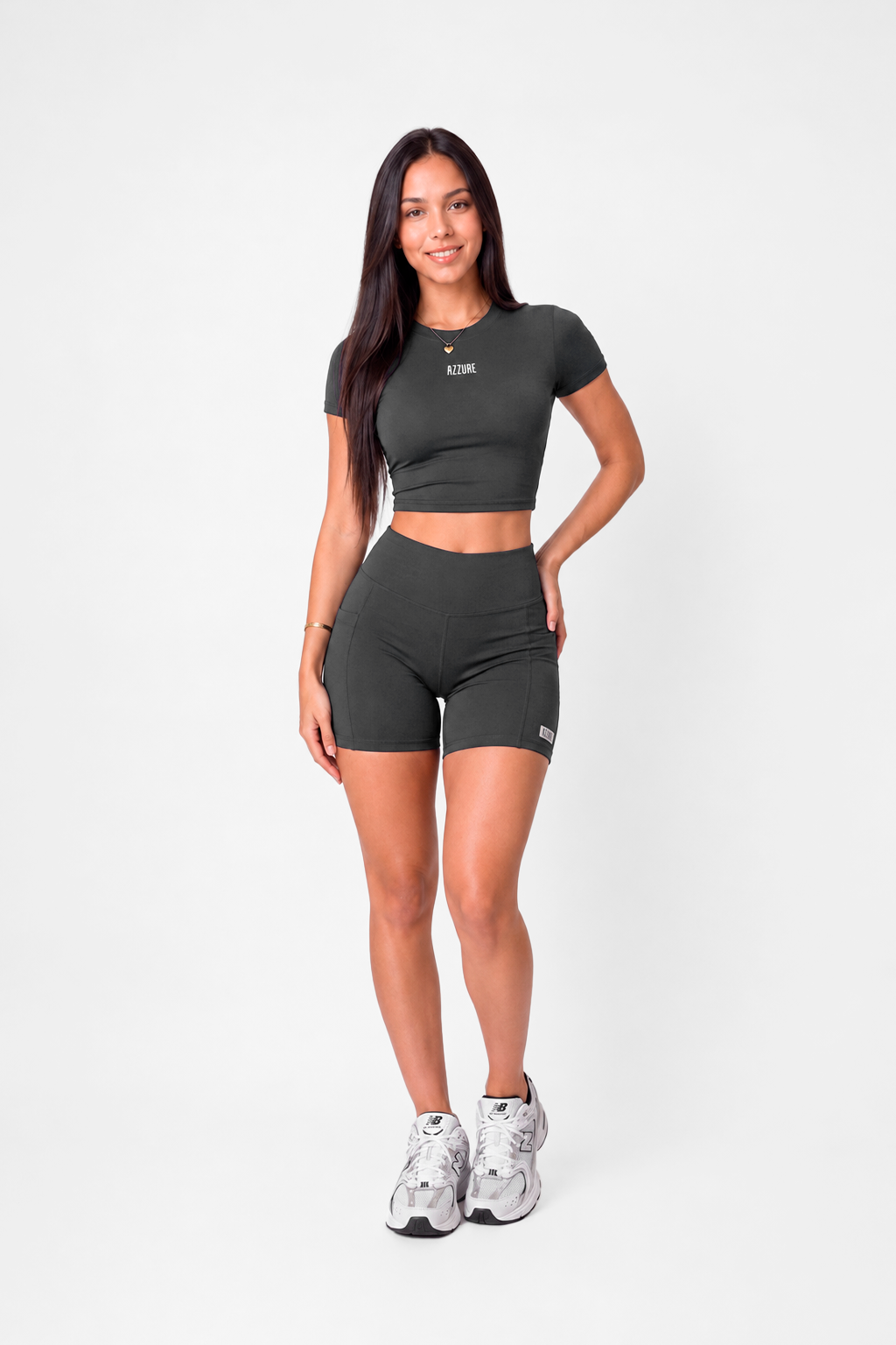 Conjunto Cropped Wod e Shorts com bolso - Cinza